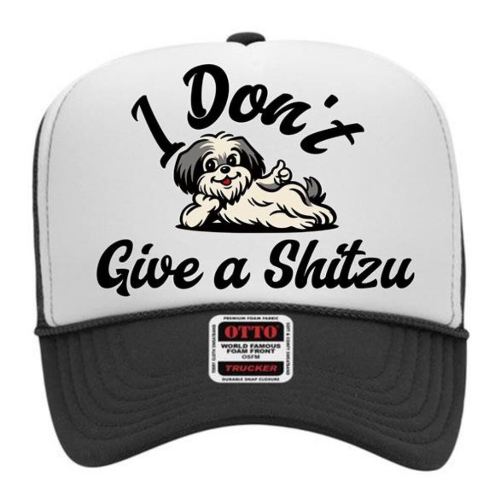 I Don't Give A Shitzu Dog Hat Cap Vintage Trucker Style Mesh Snapback Foam Front - Picture 1 of 3